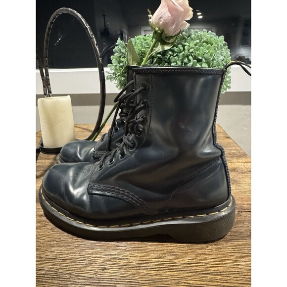 Doc Martens 1460 8 Eyelet Dark Sea Green Teal Leather Combat Boots Men 6 Women 7 - Picture 5 of 10